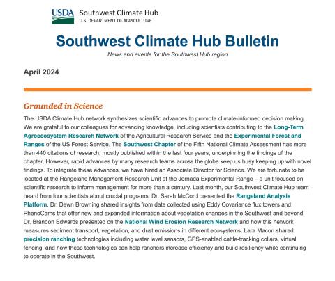 Southwest Climate Hub Bulletin Spring 2024