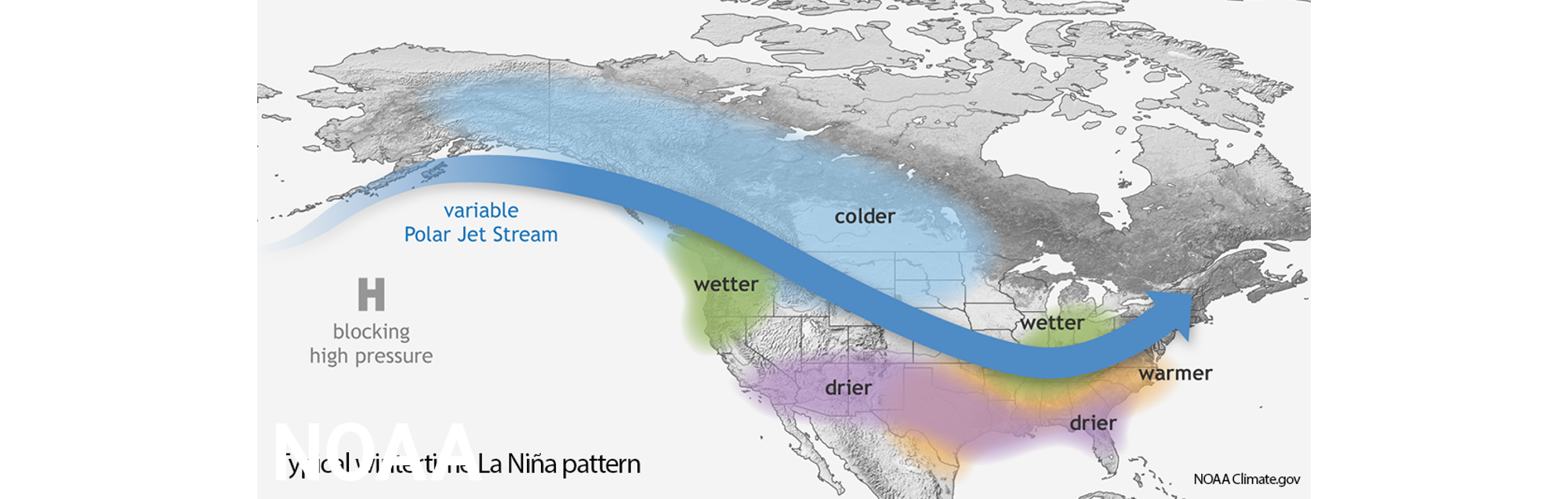 Map of La Nina weather pattern