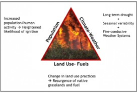   Figure 1: The three primary factors influencing wildfire formation.