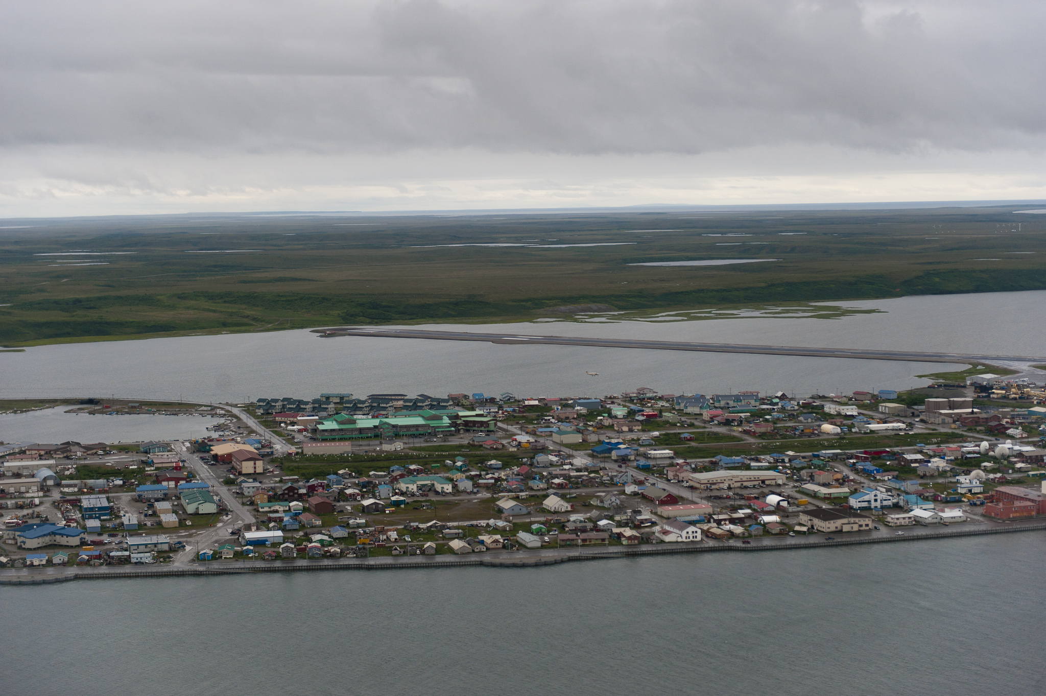 An aerial view of the village of Kotzebue