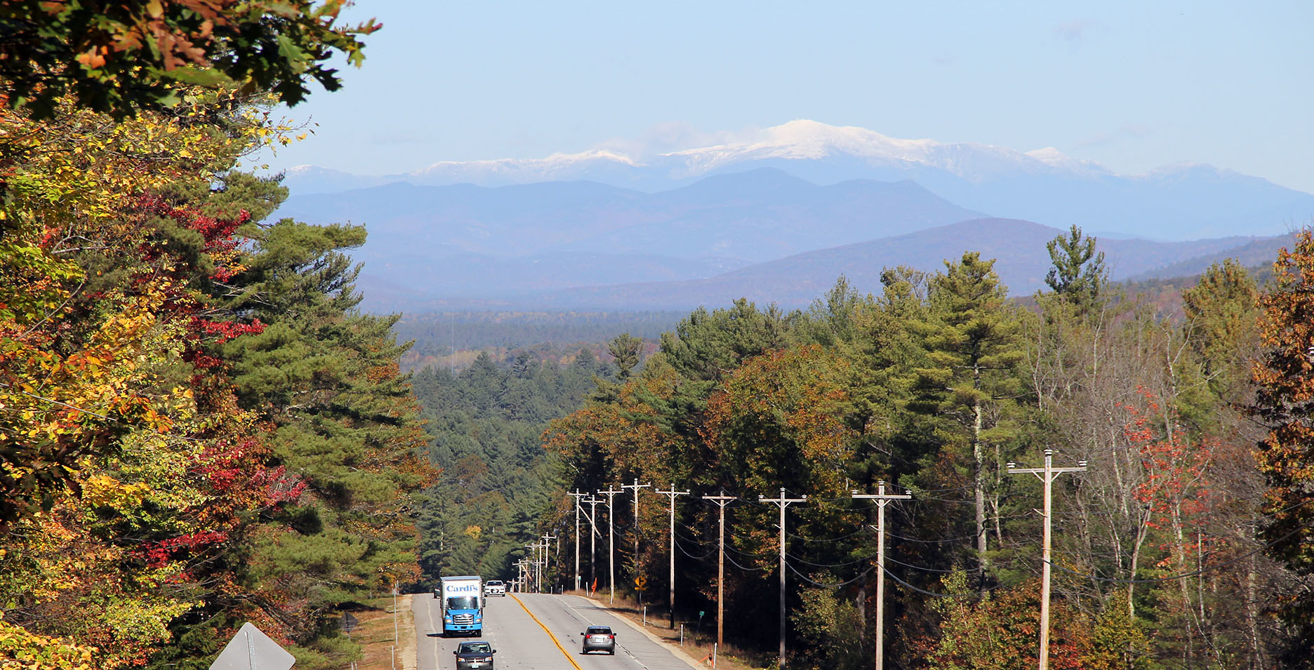 Landscape photo of Mt Washington with highway in the foreground