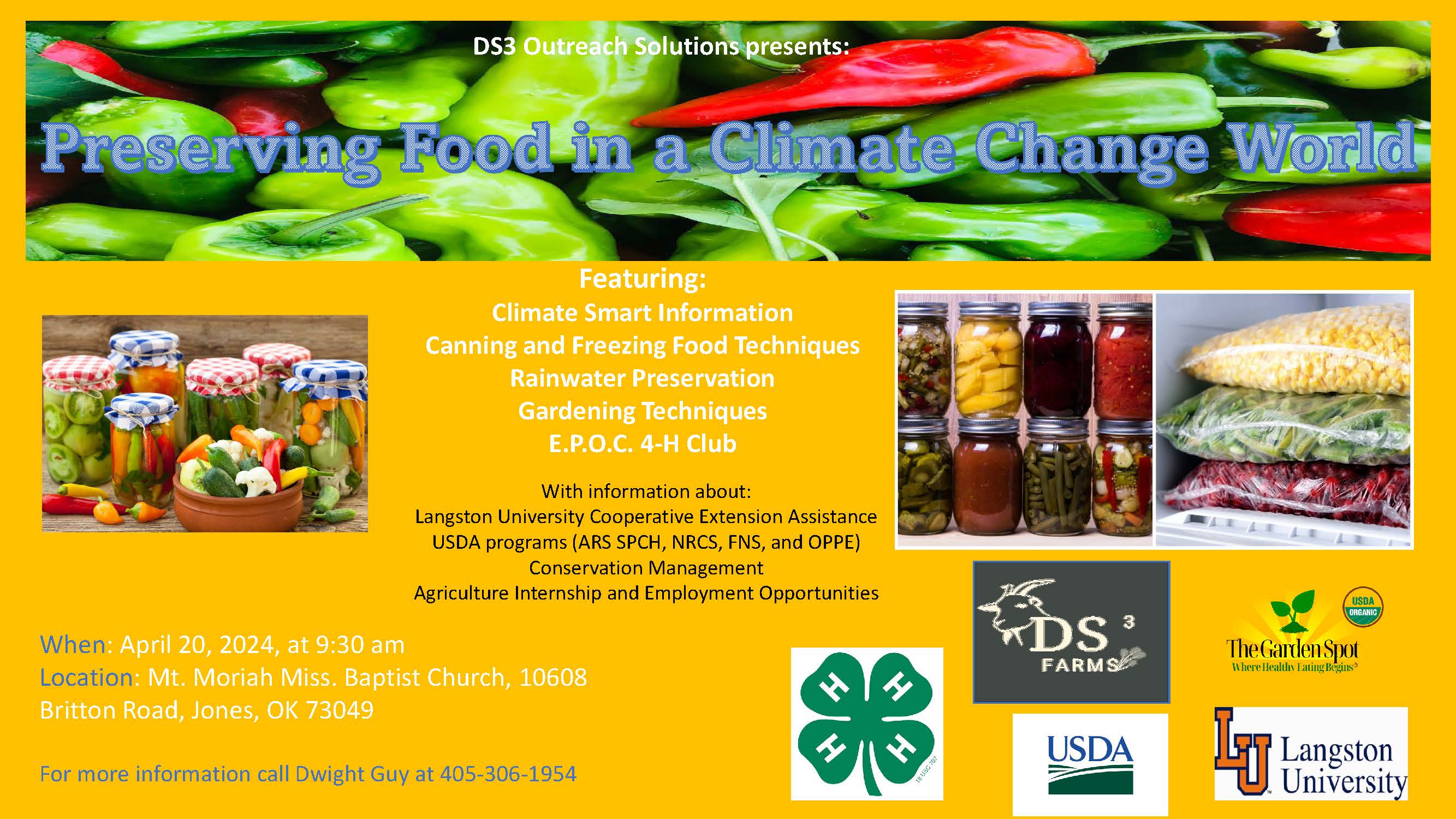 Flyer for Preserving food in a climate change world.