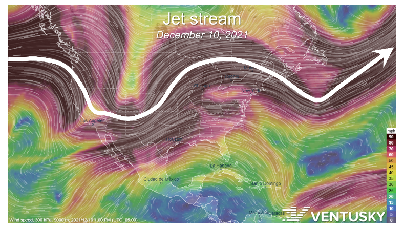 Jet stream - December 10, 2021
