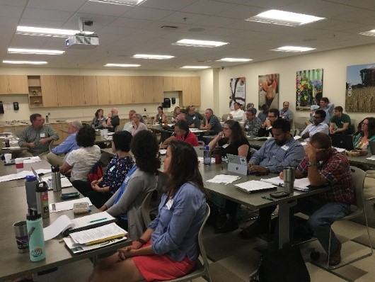 Workshop participants discuss options for dealing with soil salinization on working lands in the SE US