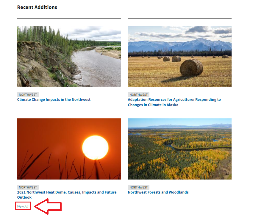 screenshot of Northwest Climate Hub landing page
