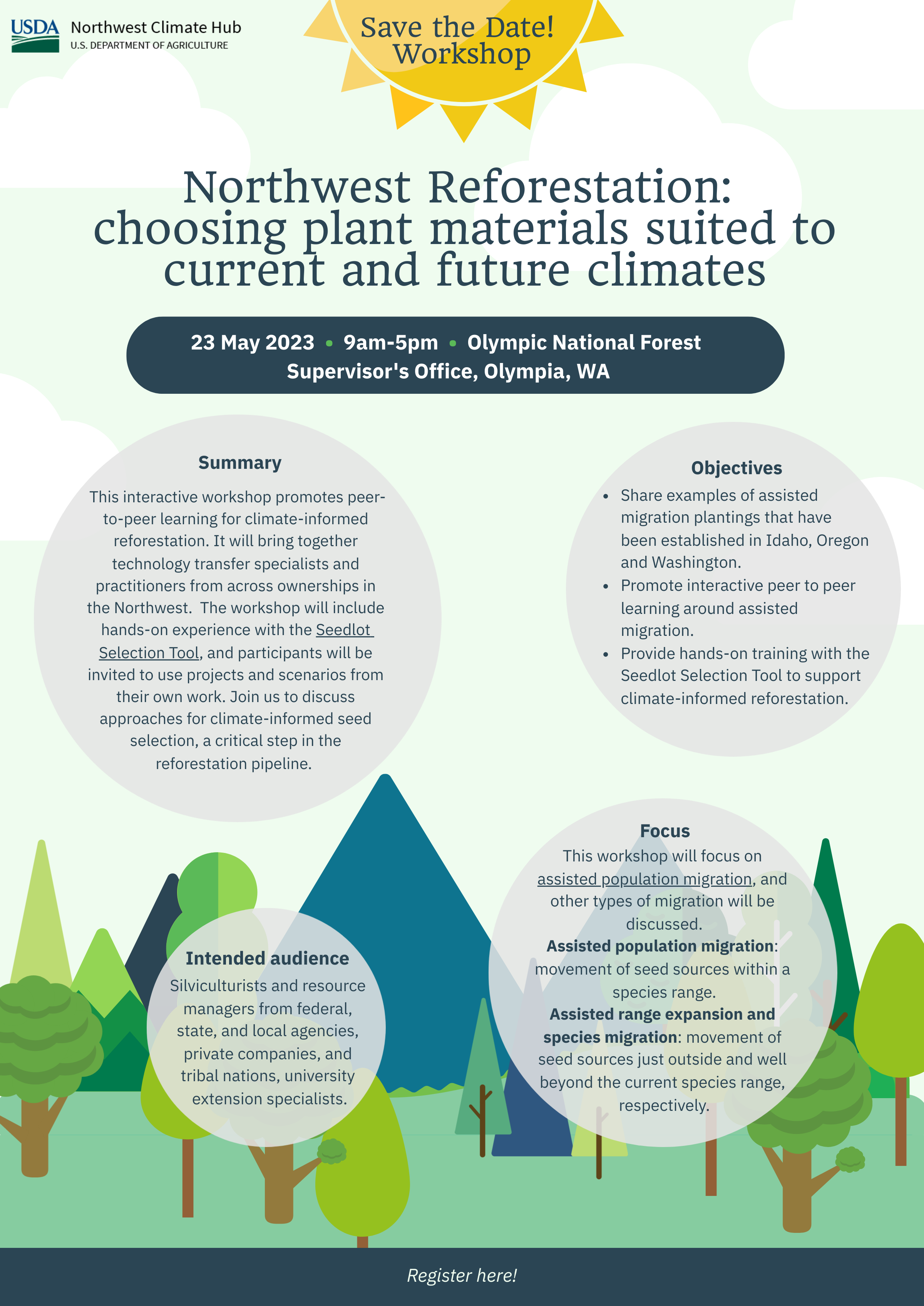 A flier for northwest planning for reforestation webinar