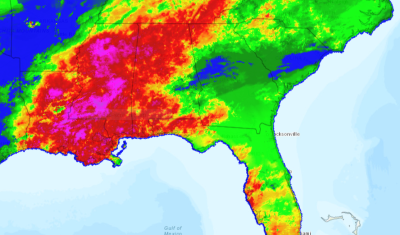 Fire Weather Intelligence Portal showing gridded Keetch-Byram Drought Index for the SE US