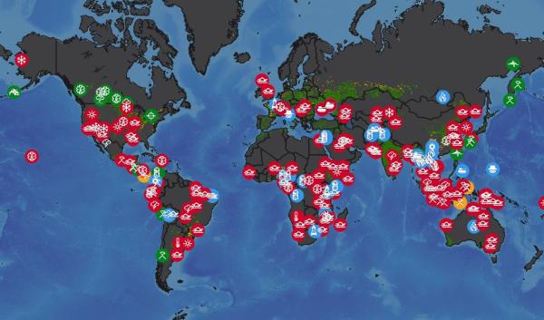 Global agricultural and disaster assessment system world map