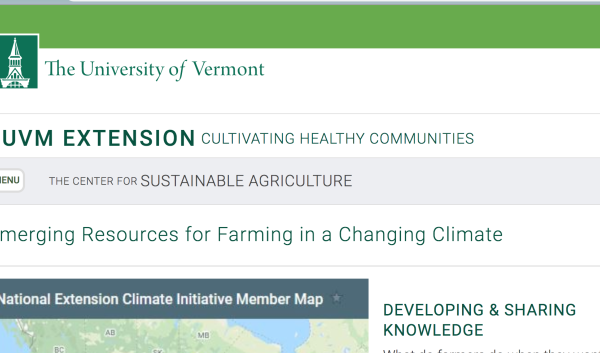 Screenshot of UVM webpage announcing new resources for farmers