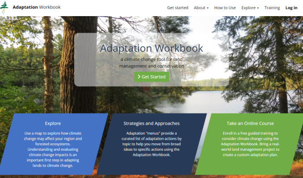 trees and water with information about the Adaptation Workbook