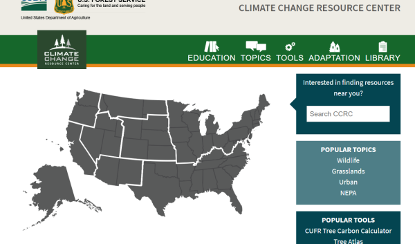 Homepage of USDA Forest Service Climate Change Resource Center website